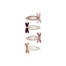 Skinny Velvet Bow Hair Clips- Red & Pink