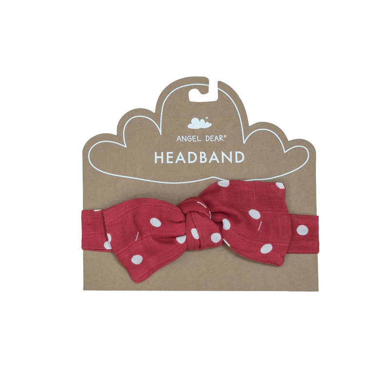 Organic Muslin Headband- Red Polka Dot