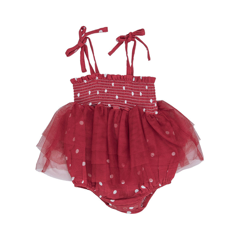 Organic Muslin Tutu Bubble- Red/White Polka Dot
