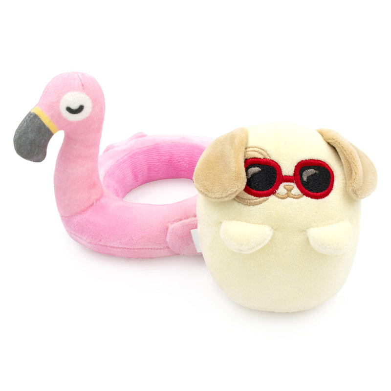 Pool Floatie Plush- Puppy with Flamingo