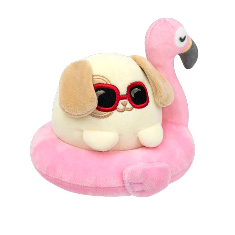 Pool Floatie Plush- Puppy with Flamingo