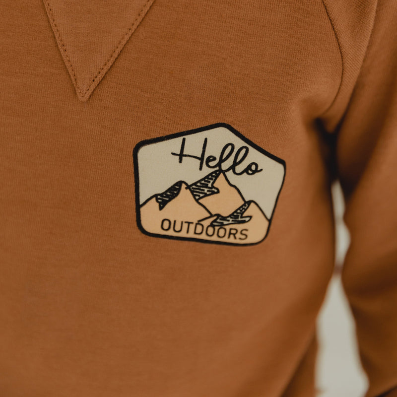 Hello Outdoors Raglan Sweatshirt- Cinnamon