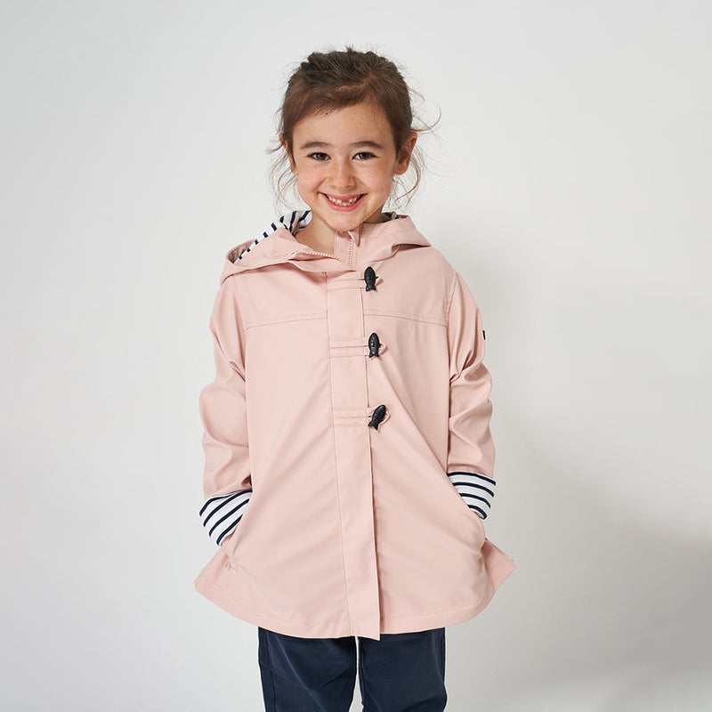 Girl's Sailor Raincoat with Toggles- Rose Pink
