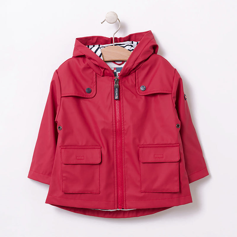 Baby Sailor Raincoat with Anchor Graphic- Red