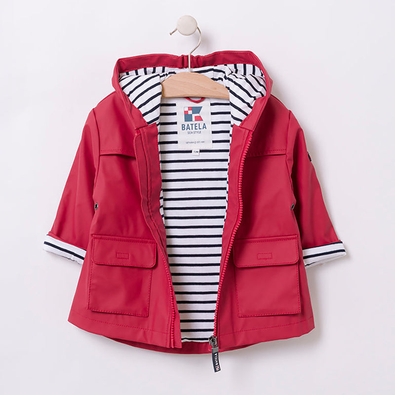 Baby Sailor Raincoat with Anchor Graphic- Red
