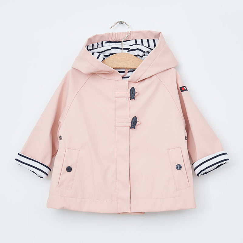 Baby Sailor Raincoat with Toggles-Rose Pink