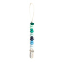 Beaded Pacifier Clip- Blue/Green Multi