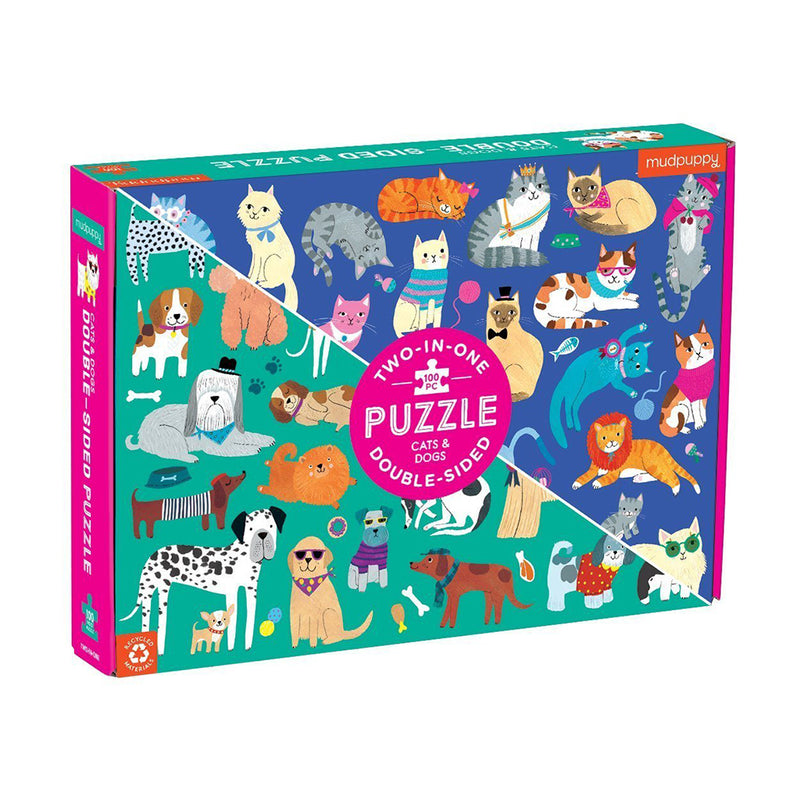 100 Pc Double-Sided Puzzle- Cats & Dogs