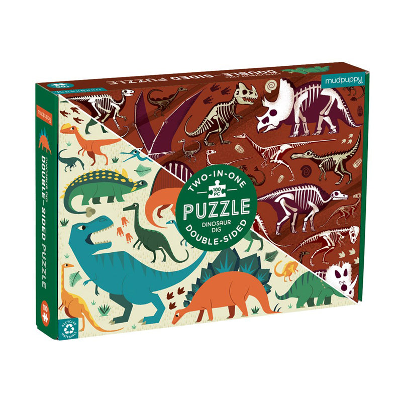 100 Pc Double-Sided Puzzle- Dinosaur Dig