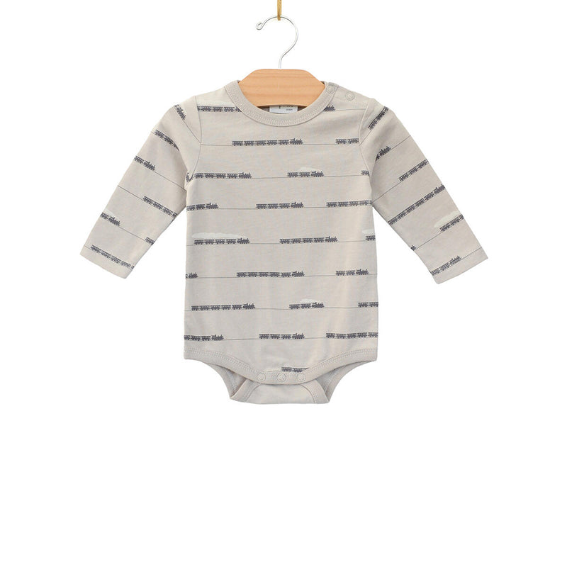 Long Sleeve Bodysuit- Trains Print