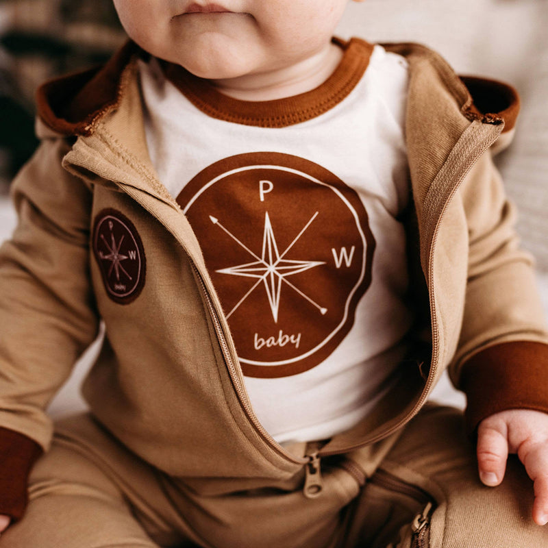 PNW Baby Hooded Romper- Rust