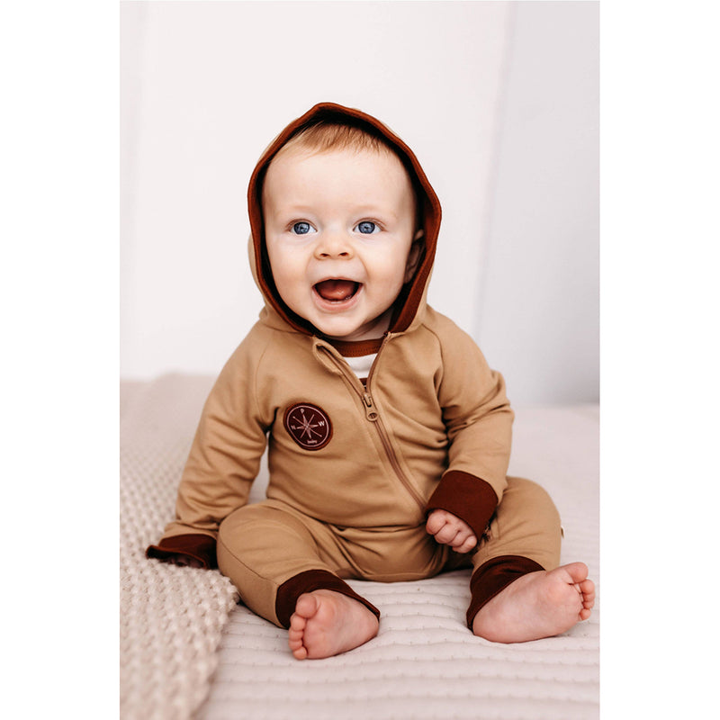 PNW Baby Hooded Romper- Rust