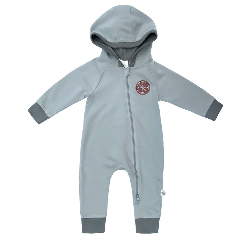 PNW Baby Hooded Romper- Stillwater