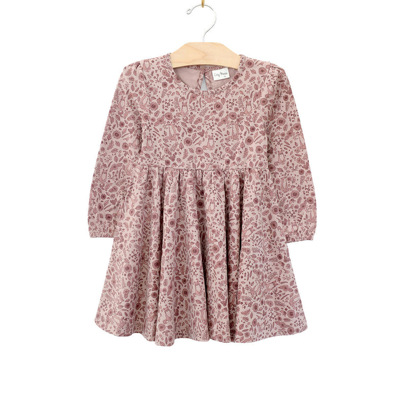 Long Sleeve Twirl Dress- Fox Floral Print