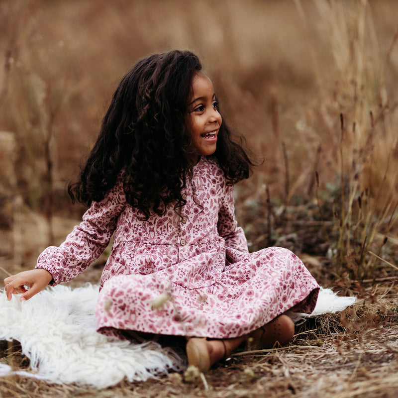 Long Sleeve Twirl Dress- Fox Floral Print