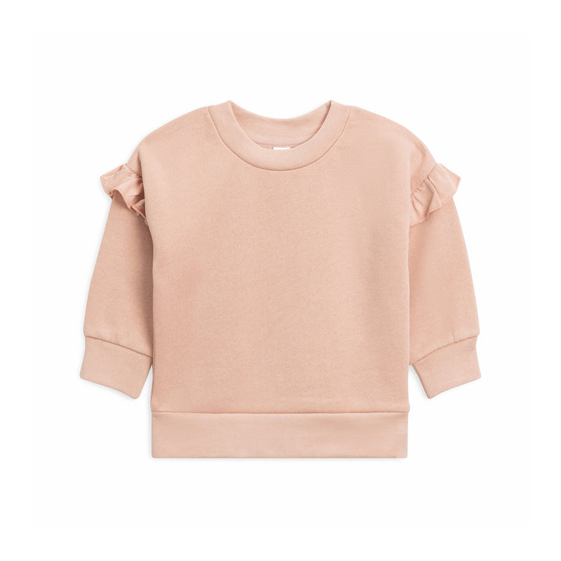 Abbie Fleece Ruffle Sweatshirt- Fawn