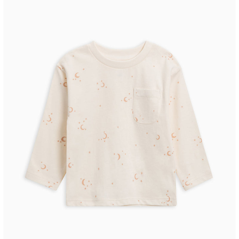 Reese Drop-Shoulder Long Sleeve Tee- Fawn Celeste Print