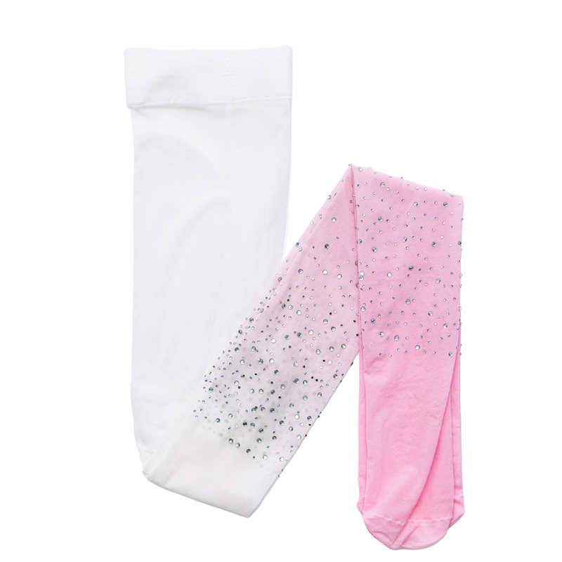 Rhinestone Tights Ombre Pink/White (3/8Y)