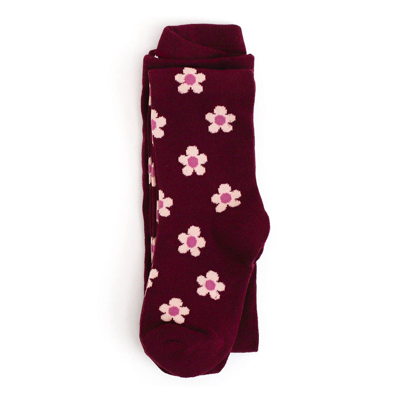 Knit Tights- Burgundy Flower
