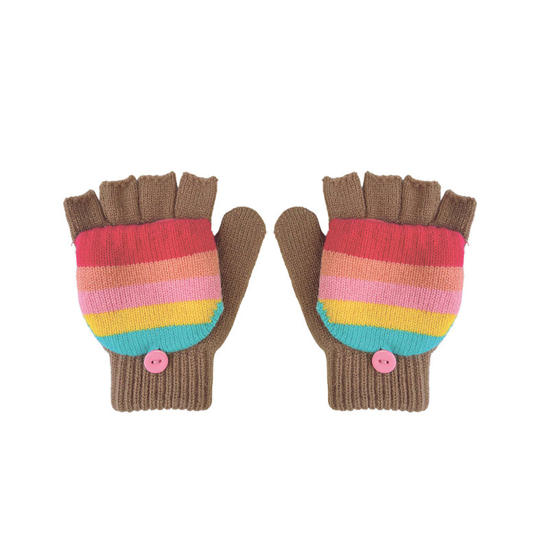 Rainbow Stripe Knitted Gloves
