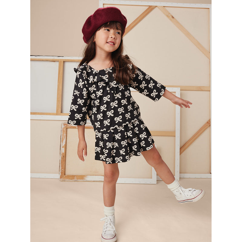 Ruffle Top- Petit Ruban Bow Print