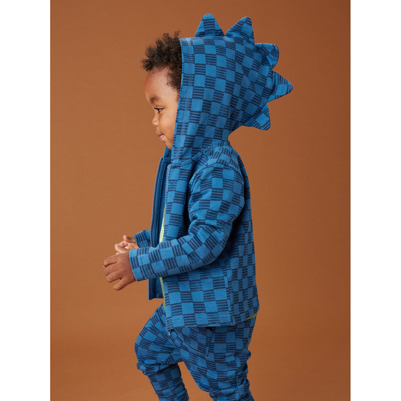 Spike Out Baby Hoodie- Blue Checker