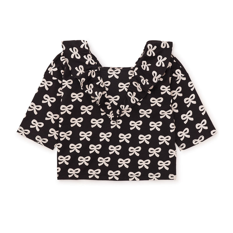 Ruffle Top- Petit Ruban Bow Print