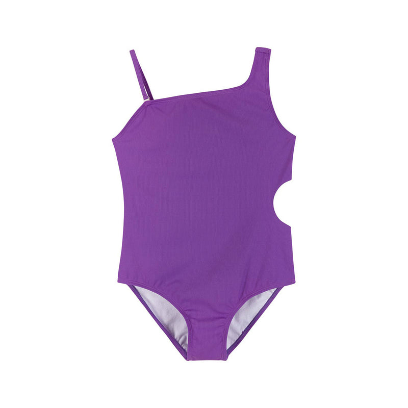 Ribbed One-Piece Swimsuit- Purple