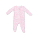 2-Way Zip Ruffle Back Footie- Pink Baby Woodland