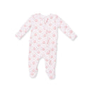 2-Way Zip Ruffle Back Footie- Rose Bow Lattice