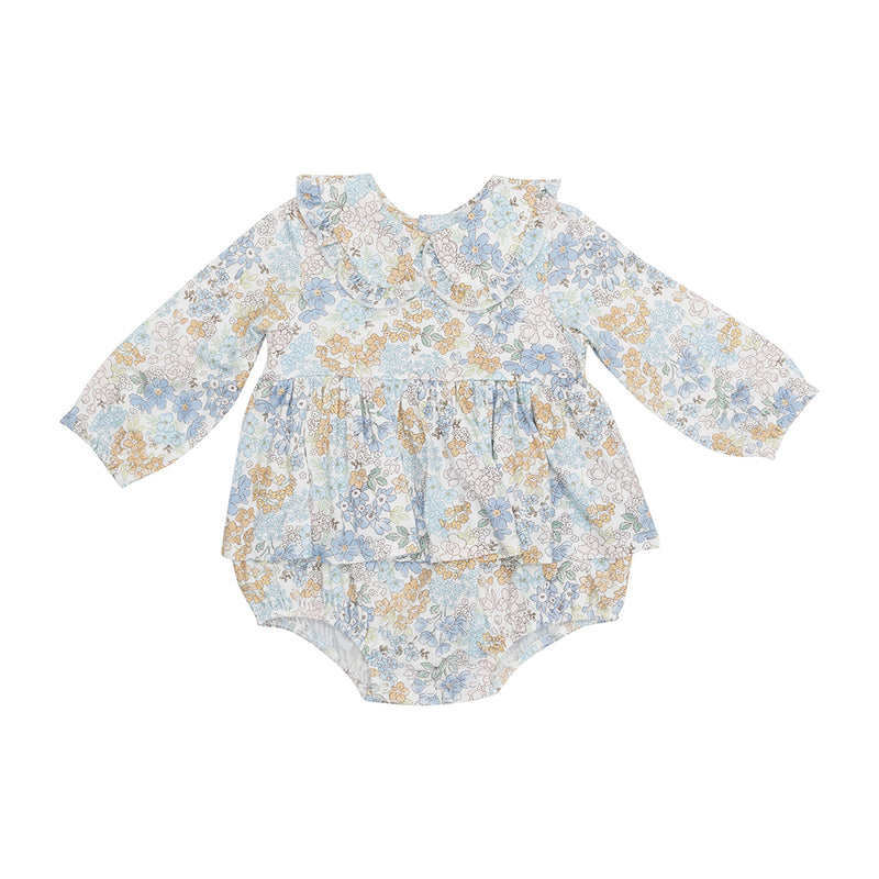 Ruffled Peter Pan Collar Bubble with Skirt- Edith's Floral