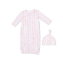 Kimono Gown & Knotted Hat Set- Marnie Rosebud Stripe