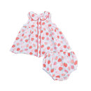 Organic Jill Sleeveless Dress with Bloomer- Strawberry Bliss