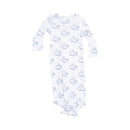 Knotted Gown- Bubbly Whale Blue
