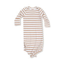 Ribbed Knotted Gown- Vintage Brown Stripe