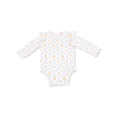 Long Sleeve Ruffle Bodysuit- Pretty Pumpkin Trellis