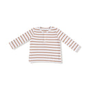 Ribbed Long Sleeve Henley- Vintage Brown Stripe