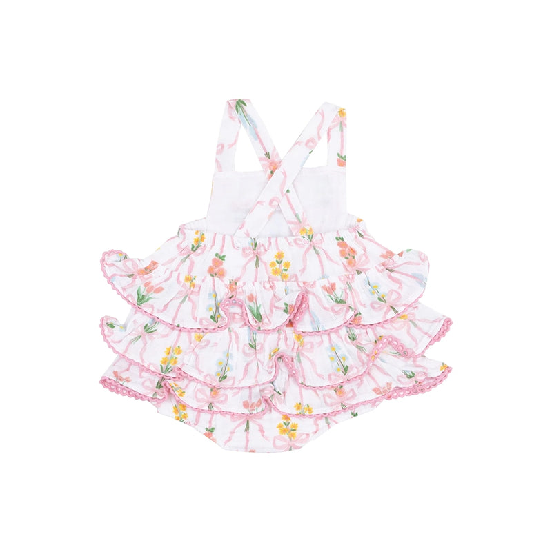 Organic Ruffle Sunsuit- Ribbon Bouquets
