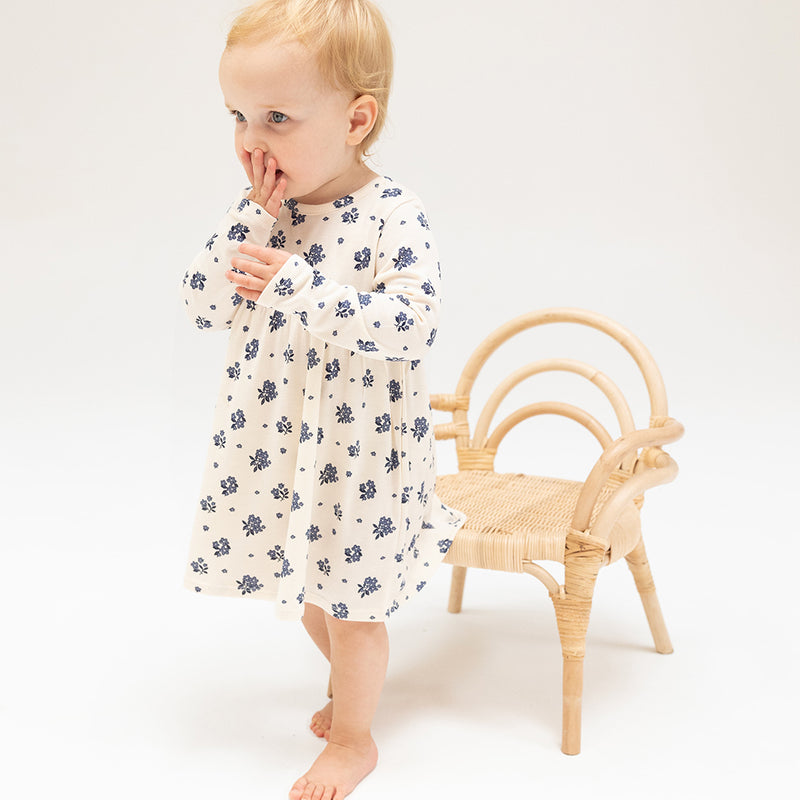 Simple Dress & Bloomer Set- Ribbed Petit Bouquet