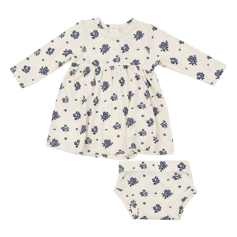 Simple Dress & Bloomer Set- Ribbed Petit Bouquet