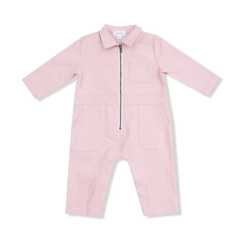 Organic Corduroy Retro Jumpsuit- Veiled Pink