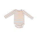 Ribbed Long Sleeve Bodysuit- Vintage Brown Stripe