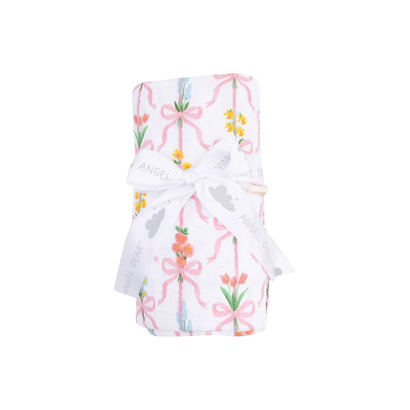 Organic Swaddle Blanket- Ribbon Bouquet