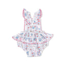 Ric Rac Ruffle Sunsuit- Julep's Floral Patchwork