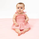 Organic Smocked Muslin Bubble with Skirt- Poignant Pink