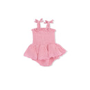 Organic Smocked Muslin Bubble with Skirt- Poignant Pink