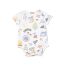 Short Sleeve Bodysuit- Camping Blue