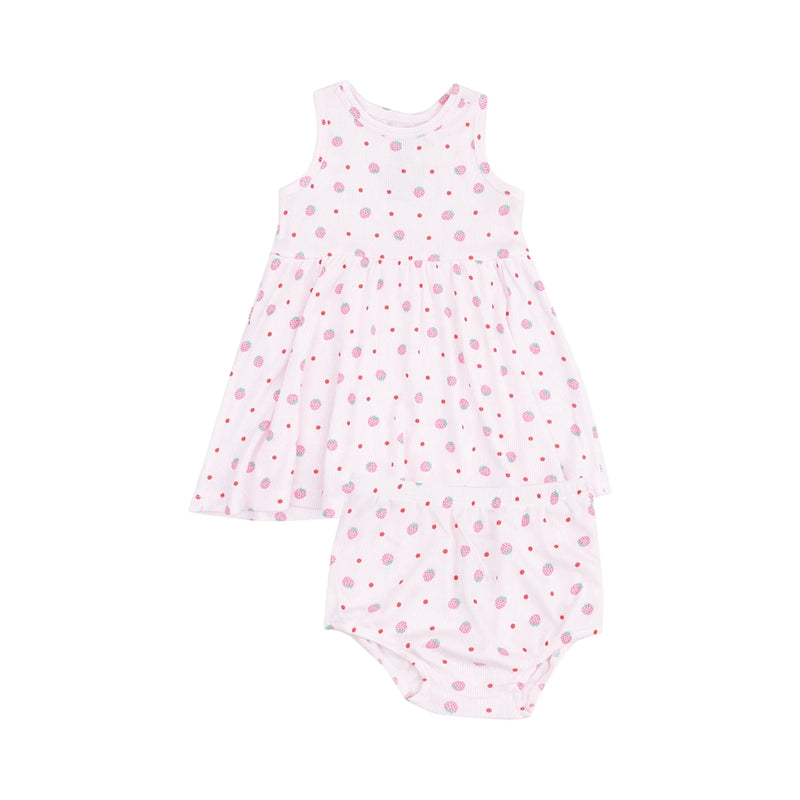 Tank Dress and Bloomer Set- Strawberry Swiss Dot