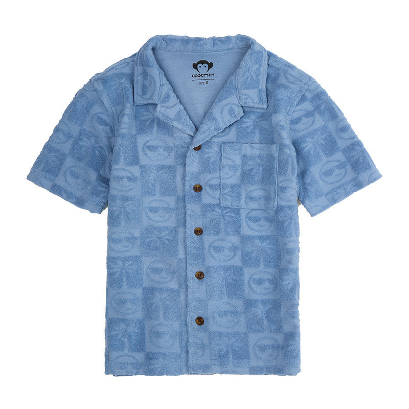 Resort Shirt- Denim Blue Checkerboard