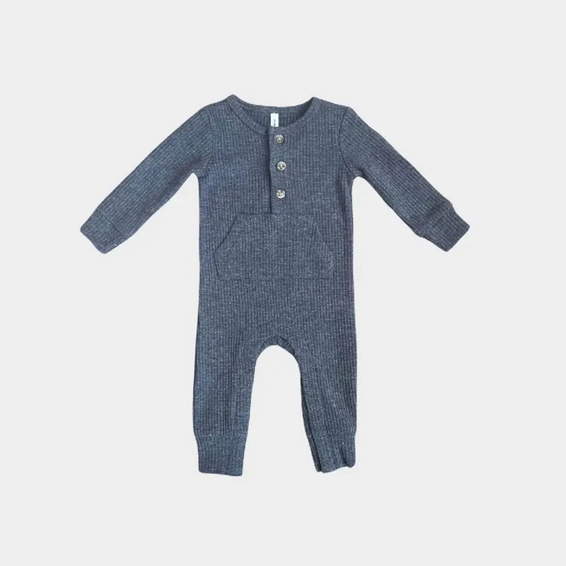 Waffle Romper- Charcoal Mix